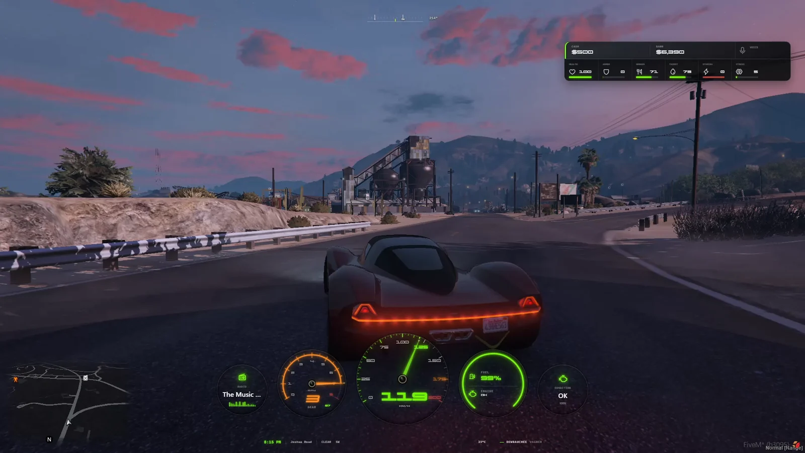 Modern Precision in Signature Lime during dusk driving in FiveM