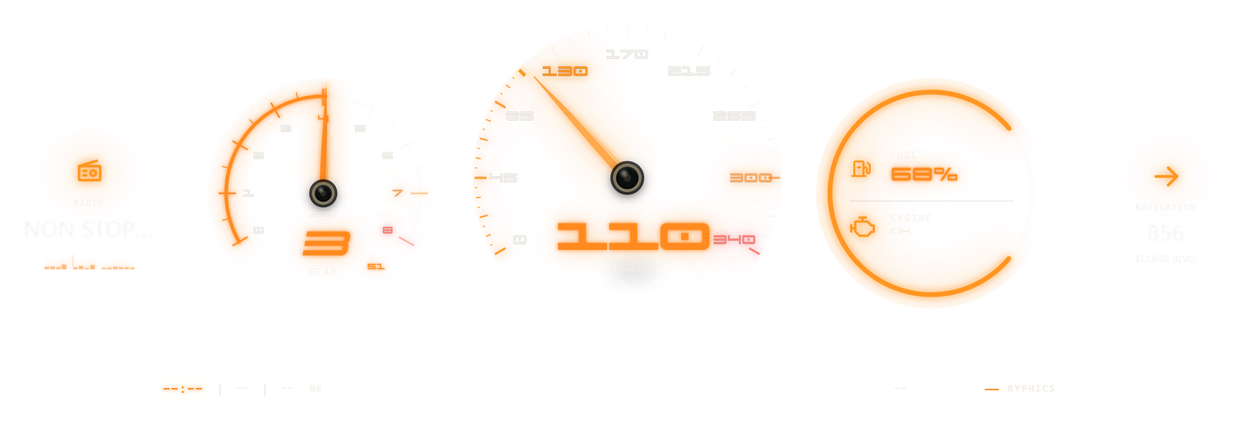 Modern Precision A HUD with radio and navigation